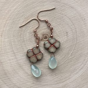 Dewdrop - Copper, Czech Glass and Chalcedony Earrings